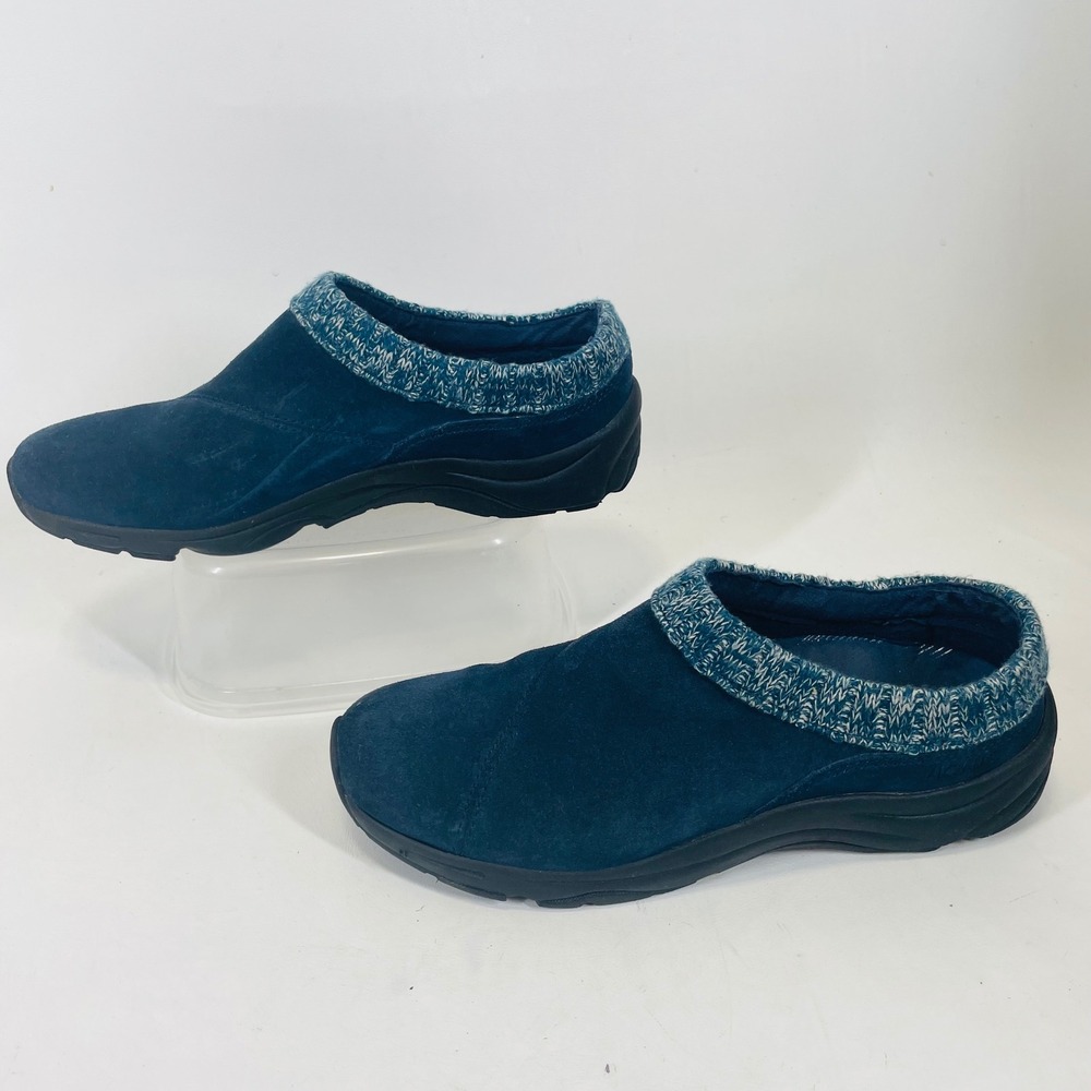 Vionic Arbor Navy Blue Suede Knit Collar Orthotic Slip On Mules Clogs Womens 8.5 - Picture 4 of 8